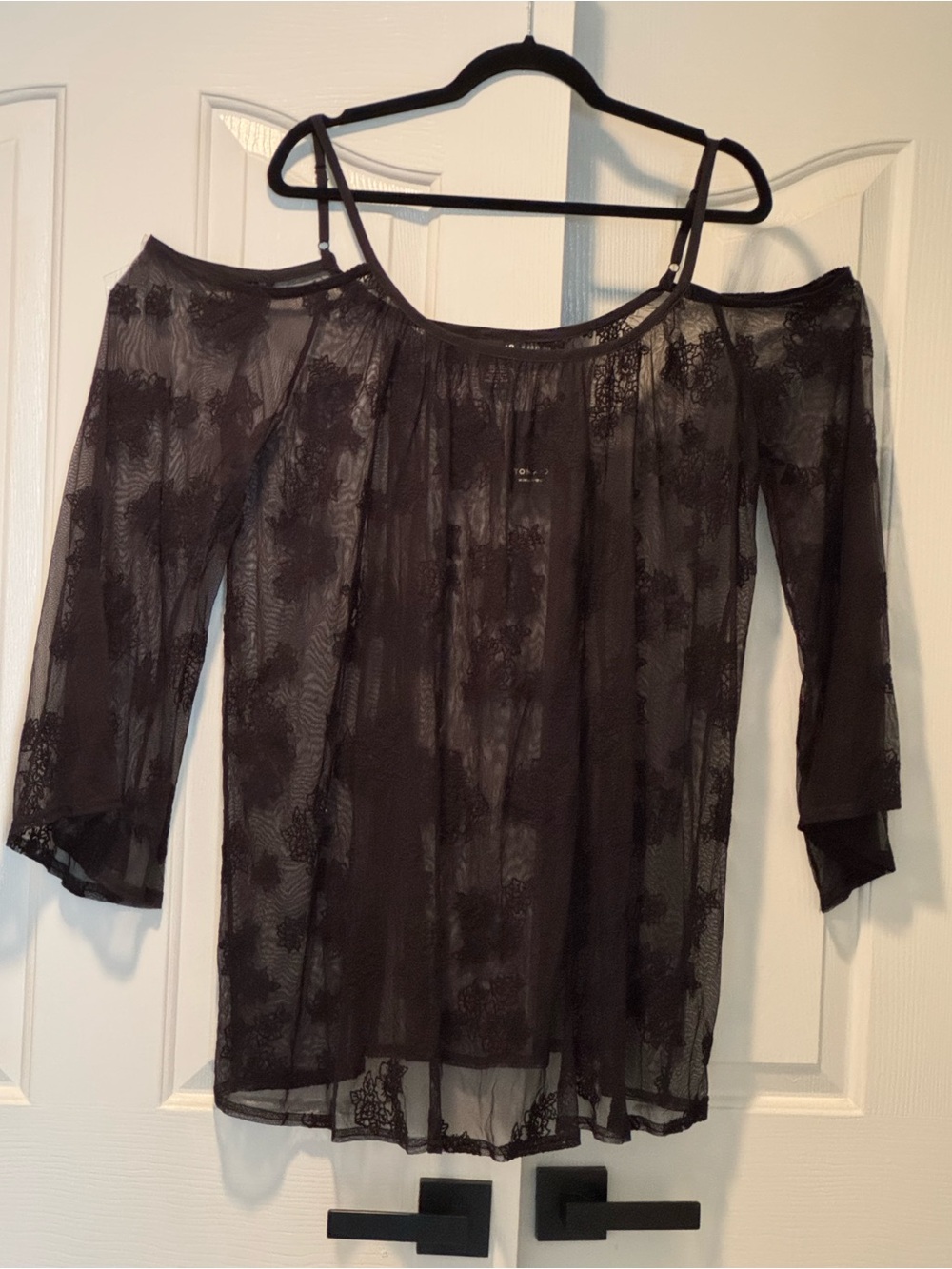 Torrid Black Sheer Lace Off-Shoulder Embroidered Goth Blouse